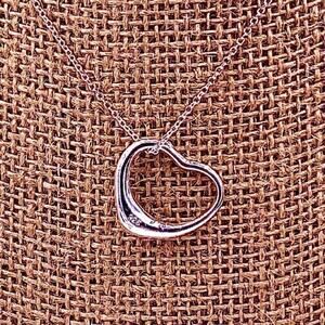 Silver plated 925 heart necklace 18 “ silver chain 925‎ hand made